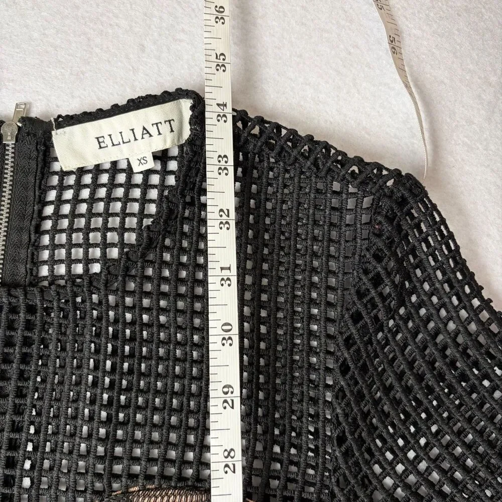 ELLIATT Velosity Midi Cocktail Dress Women's XS Black Neutral Lace Mesh Evening - Picture 9 of 11